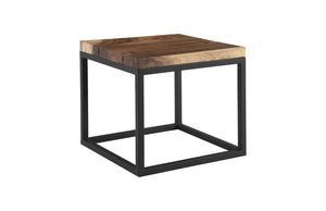 Phillips Collection Martin Solid Chamcha Wood Side Table with Black Metal Base for Modern Living TH62862