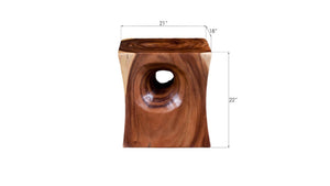 Phillips Collection Peek Natural Chamcha Wood Side Table - Hand-Carved Accent with Unique Grain & Playful Style TH63334