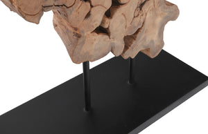 Phillips Collection Pipal Wood Sculpture - Modern-Organic Art Piece with Natural Warmth & Minimalist Black Metal Accents TH64560