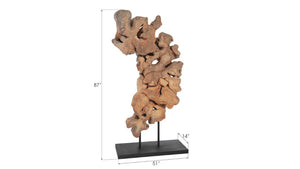 Phillips Collection Pipal Wood Sculpture - Modern-Organic Art Piece with Natural Warmth & Minimalist Black Metal Accents TH64560