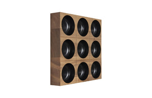Phillips Collection Puka Reclaimed Acacia Hand Turned Wood Wall Tile Sculptural Lathe Crafted Accent Black TH64928