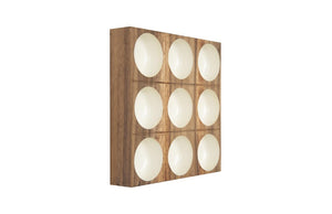 Phillips Collection Puka Reclaimed Acacia Hand Turned Wood Wall Tile Sculptural Lathe Crafted Accent White TH64929
