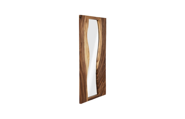 Phillips Collection River Mirror, Elegant Chamcha Wood Design - Sustainable Art Piece with Unique Wavy Grain & Style TH65508