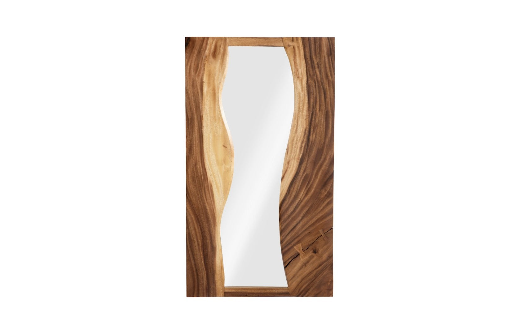 River Mirror, Elegant Chamcha Wood Design - Sustainable Art Piece with