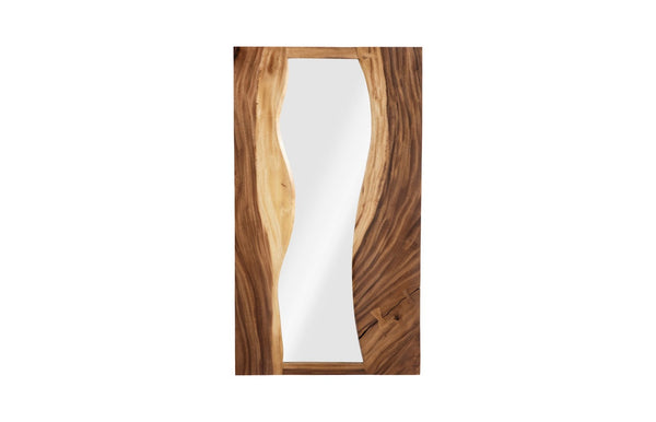 Phillips Collection River Mirror, Elegant Chamcha Wood Design - Sustainable Art Piece with Unique Wavy Grain & Style TH65508