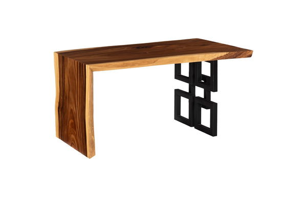 Phillips Collection Waterfall Desk: Modern Organic Design with Reclaimed Wood and Sculptural Support for Your Workspace Natural, Satin Black Overlap Leg TH65574