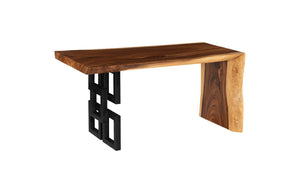 Phillips Collection Waterfall Desk: Modern Organic Design with Reclaimed Wood and Sculptural Support for Your Workspace Natural, Satin Black Overlap Leg TH65574