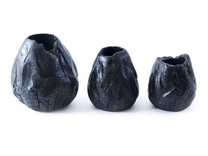 Phillips Collection Burnt Chamcha Wood Sculptural Vase Set of 3 Charred Artisan Hive Accent Pieces TH67431