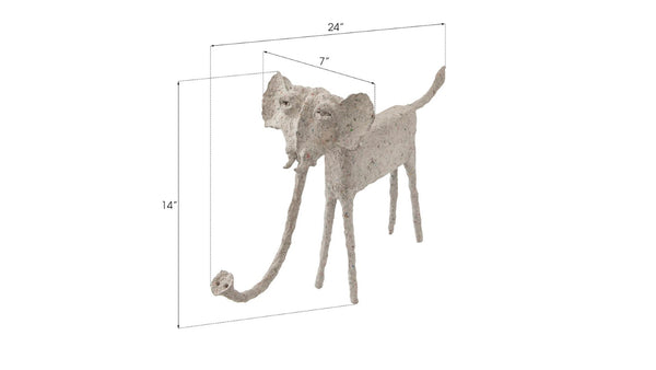Phillips Collection Elephant, Handcrafted Art Piece Offering Stability and Good Fortune for Home or Office Decor Sculpted Animal, Trunk Down, Paper Mache TH68510
