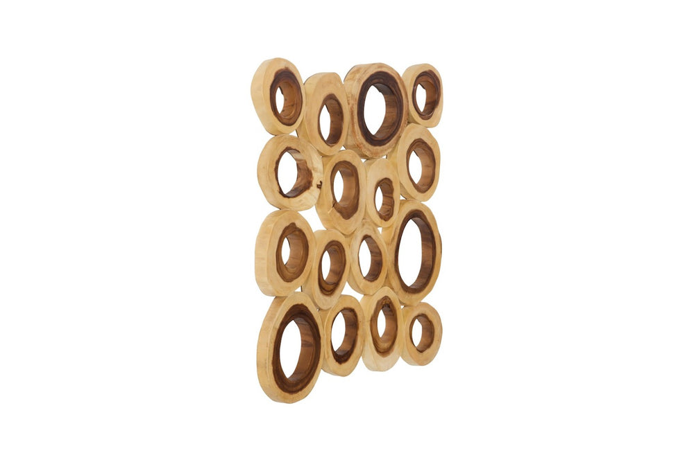 Phillips Collection Chuleta Rings Wall Art - Organic Chamcha Wood Sculpture with Textured Design for Modern Interiors Chamcha Wood, Square, LG TH72024