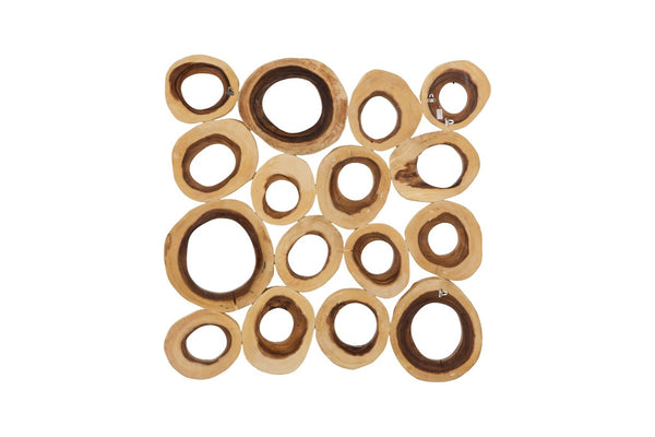 Phillips Collection Chuleta Rings Wall Art - Organic Chamcha Wood Sculpture with Textured Design for Modern Interiors Chamcha Wood, Square, LG TH72024