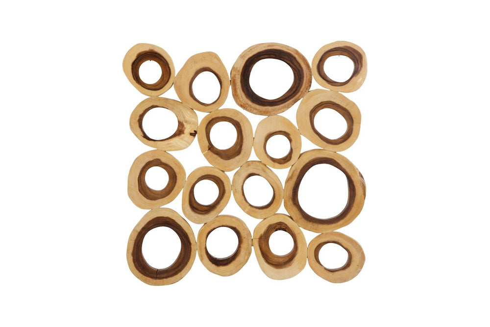 Phillips Collection Chuleta Rings Wall Art - Organic Chamcha Wood Sculpture with Textured Design for Modern Interiors Chamcha Wood, Square, LG TH72024