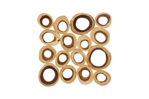 Phillips Collection Chuleta Rings Wall Art - Organic Chamcha Wood Sculpture with Textured Design for Modern Interiors Chamcha Wood, Square, LG TH72024