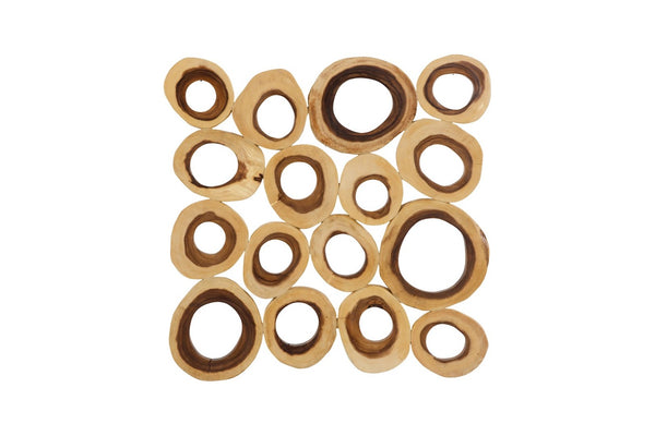 Phillips Collection Chuleta Rings Wall Art - Organic Chamcha Wood Sculpture with Textured Design for Modern Interiors Chamcha Wood, Square, LG TH72024