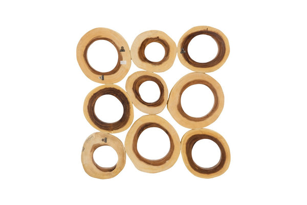Phillips Collection Chuleta Rings Wall Art - Organic Chamcha Wood Sculpture with Textured Design for Modern Interiors Chamcha Wood, Square, SM TH72025