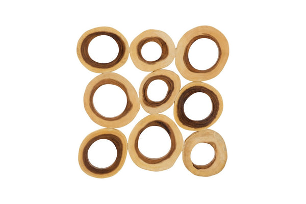 Phillips Collection Chuleta Rings Wall Art - Organic Chamcha Wood Sculpture with Textured Design for Modern Interiors Chamcha Wood, Square, SM TH72025