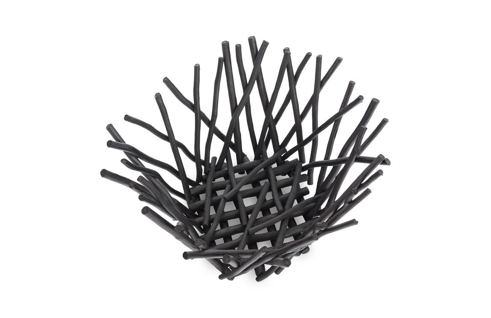 Phillips Collection Stick Bowl - Eco-friendly Artisan Design With Modern Organic Aesthetic For Stylish Home Decor Black Wood Th72026