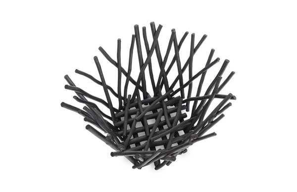 Phillips Collection Stick Bowl - Eco-friendly Artisan Design With Modern Organic Aesthetic For Stylish Home Decor Black Wood Th72026