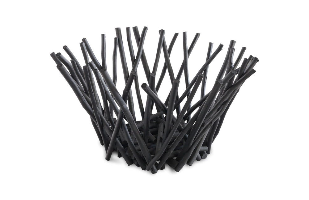 Phillips Collection Stick Bowl - Eco-friendly Artisan Design With Modern Organic Aesthetic For Stylish Home Decor Black Wood Th72026