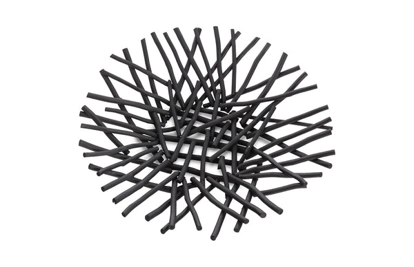 Phillips Collection Stick Bowl - Handcrafted Wooden Centerpiece with Organic Design for Rustic and Modern Décor Short, Black TH72027