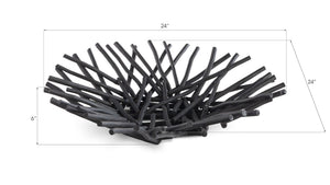 Phillips Collection Stick Bowl - Handcrafted Wooden Centerpiece with Organic Design for Rustic and Modern Décor Short, Black TH72027