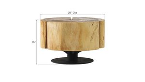 Phillips Collection Clover Coffee Table - Modern Organic Design with Striking Visual Texture for Stylish Living Spaces Chamcha Wood, Natural Finish, Metal Base TH74070