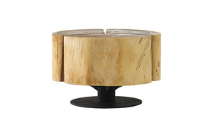 Phillips Collection Clover Coffee Table - Modern Organic Design with Striking Visual Texture for Stylish Living Spaces Chamcha Wood, Natural Finish, Metal Base TH74070