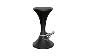 Phillips Collection Marley Bar Stool, Sleek Mango Wood Design with Hourglass Shape for Modern Kitchen & Bar Settings Burnt, Stainless Steel Foot Rest TH74076