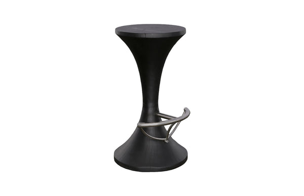 Phillips Collection Marley Bar Stool, Sleek Mango Wood Design with Hourglass Shape for Modern Kitchen & Bar Settings Burnt, Stainless Steel Foot Rest TH74076