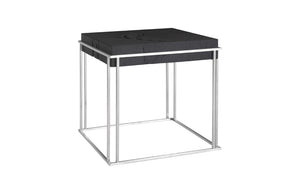 Phillips Collection Burnt Chamcha Wood Cube Side Table with Polished Steel Base for Modern Loft Living TH74112