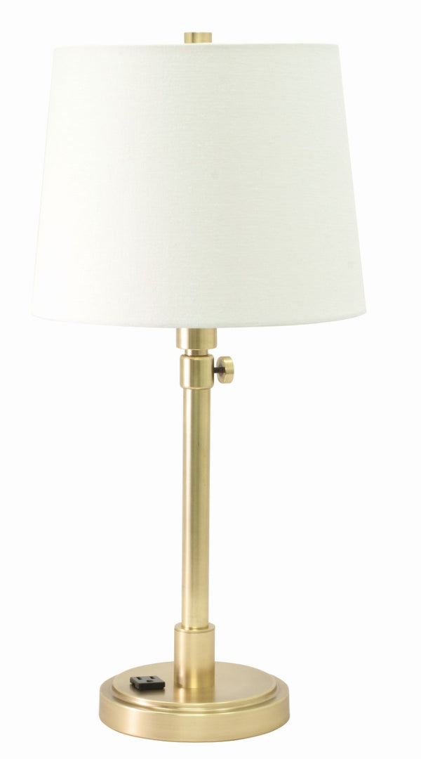 House of Troy Townhouse Adjustable Metal Table Lamp Raw Brass Finish with Built-In Convenience Outlet TH751-RB