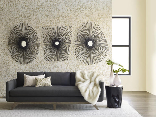 Phillips Collection Spoke Sunburst Wall Mirror Charred Solid Wood Radiating Sculptural Modern Organic Decor Square TH75401