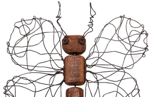 Phillips Collection Wire Wing Butterfly Wall Art - Hand-carved Recycled Wood Decor With Whimsical Metal Details Brown Wood Th76839
