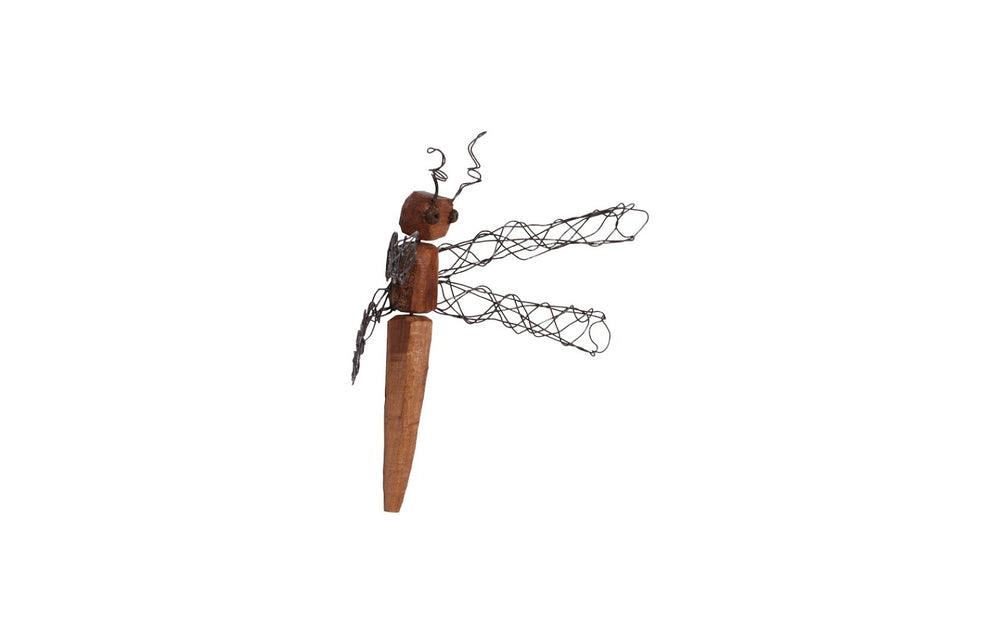 Phillips Collection Wire Wing Dragonfly Wall Sculpture - Hand-carved Eco-friendly Art By Thai Artisan, 3 Sizes Available Brown Wood Th76842