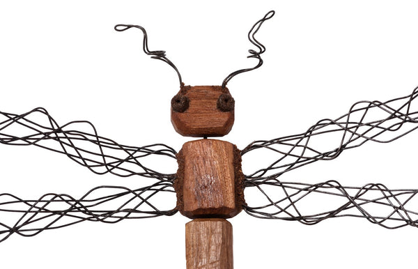 Phillips Collection Wire Wing Dragonfly Wall Sculpture - Hand-carved Eco-friendly Art By Thai Artisan, 3 Sizes Available Brown Wood Th76842