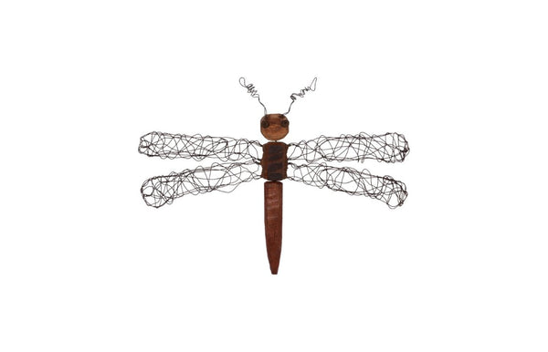 Phillips Collection Wire Wing Dragonfly Carved Wood Wall Sculpture Artisan Bohemian Nature Accent TH76843