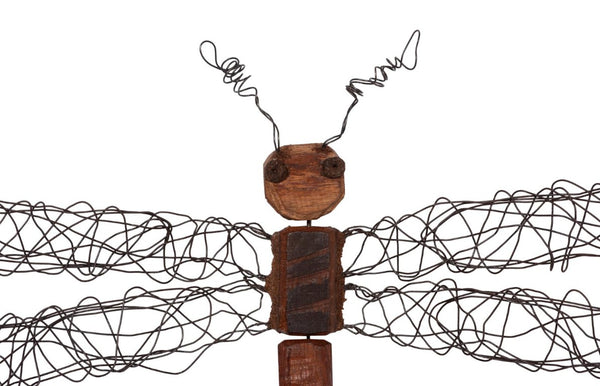 Phillips Collection Wire Wing Dragonfly Carved Wood Wall Sculpture Artisan Bohemian Nature Accent TH76843