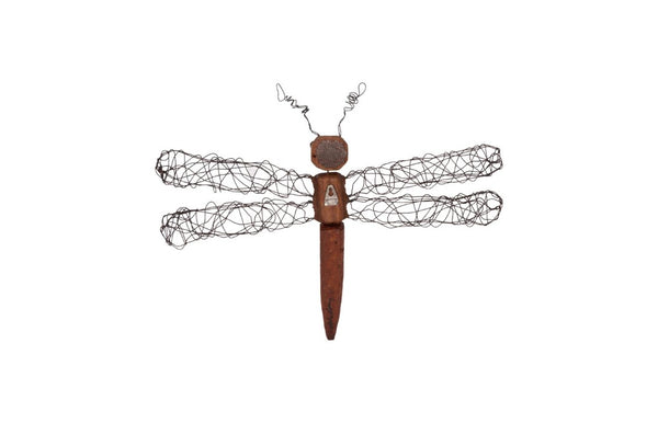 Phillips Collection Wire Wing Dragonfly Carved Wood Wall Sculpture Artisan Bohemian Nature Accent TH76843