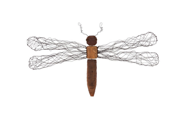 Phillips Collection Wire Wing Dragonfly Large Wall Sculpture Handcrafted Recycled Wood Artisan Boho Decor TH76844