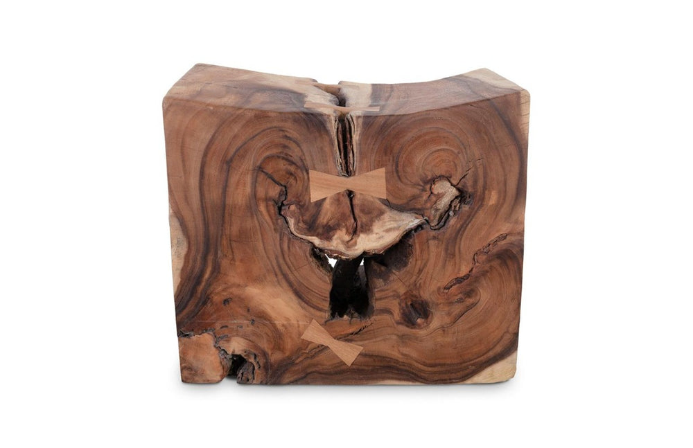 Phillips Collection Sway Solid Chamcha Wood Accent Stool Carved Organic Form for Living or Entryway TH76849