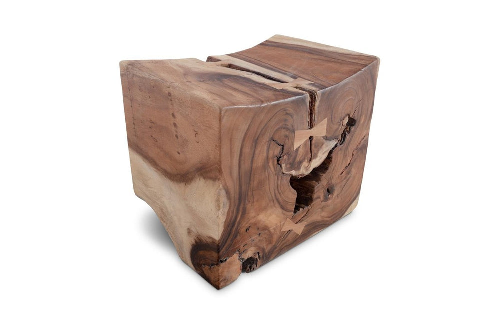 Phillips Collection Sway Solid Chamcha Wood Accent Stool Carved Organic Form for Living or Entryway TH76849