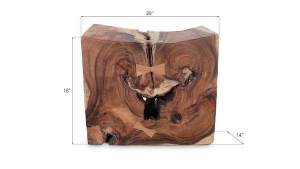 Phillips Collection Sway Solid Chamcha Wood Accent Stool Carved Organic Form for Living or Entryway TH76849