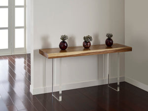 Phillips Collection Floating Console Table - Modern Acacia Wood Design with Clear Supports for a Sleek Minimalist Look Acrylic Legs TH77243