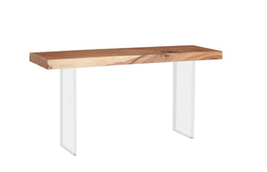 Phillips Collection Floating Console Table - Modern Acacia Wood Design with Clear Supports for a Sleek Minimalist Look Acrylic Legs TH77243