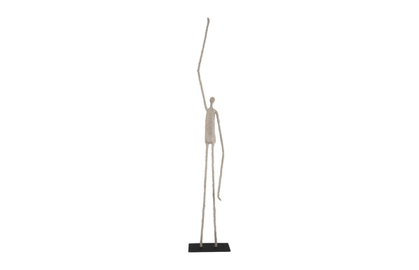 Phillips Collection Human Sculpture - Unique One Arm Up Paper Mache Art Piece On Metal Base For Elegant Home Decor Brown,Black Paper Th77287