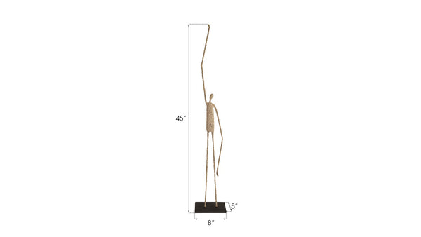 Phillips Collection Human Sculpture - Unique One Arm Up Paper Mache Art Piece On Metal Base For Elegant Home Decor Brown,Black Paper Th77287
