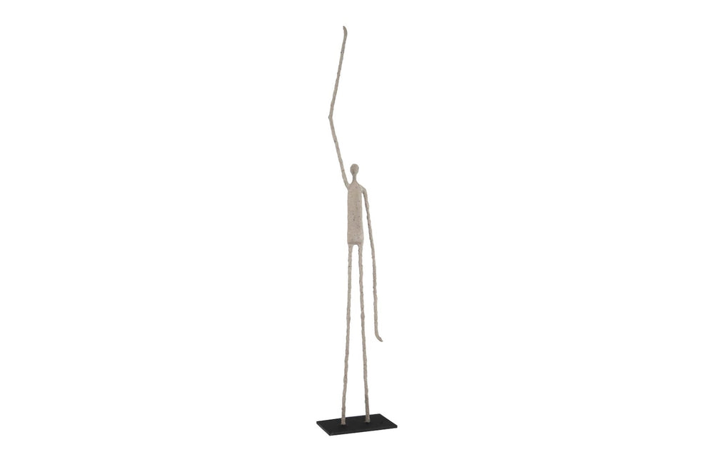 Phillips Collection Human Sculpture - Unique One Arm Up Paper Mache Art Piece On Metal Base For Elegant Home Decor Brown,Black Paper Th77287