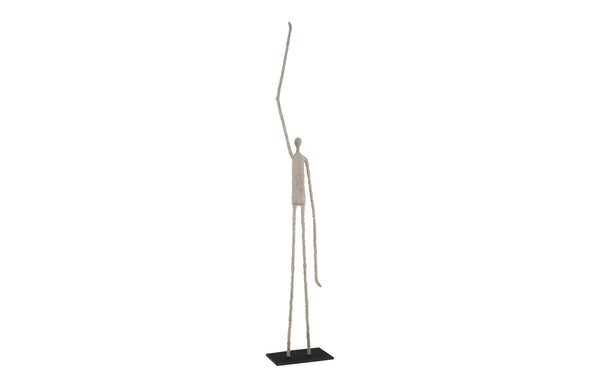 Phillips Collection Human Sculpture - Unique One Arm Up Paper Mache Art Piece On Metal Base For Elegant Home Decor Brown,Black Paper Th77287