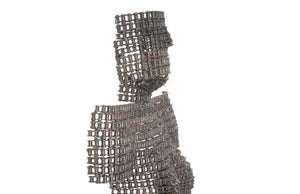 Phillips Collection Chain Link Welded Bust Sculpture Reclaimed Bicycle Metal Industrial Floor Art TH78361