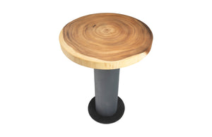 Phillips Collection Concrete Bar Table with Chamcha Wood Top - Modern Organic Design for Stylish Entertaining Spaces TH78367